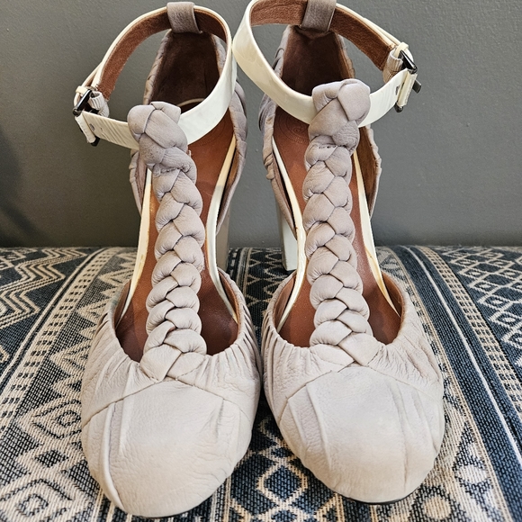 Modern Vintage Shoes - Modern Vintage gray braided heels